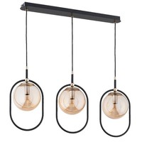 Pendelleuchte Glas Bernstein Schwarz Blendarm E14 L:78 Cm HäNgelampe Esszimmer