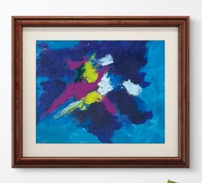 Original "Lights in the Sky" 9x12 Canvas Expressionism Abstract Design Home Art