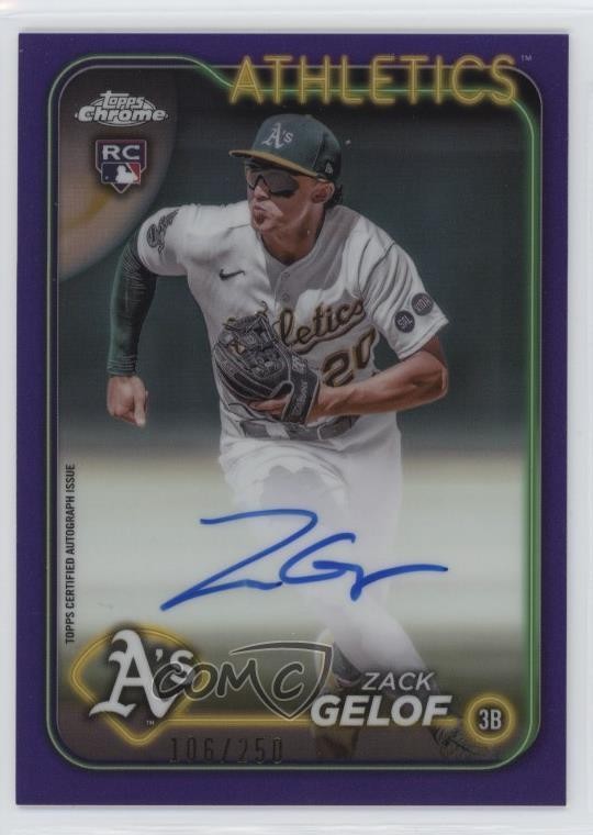 2024 Topps Chrome Rookie Purple Refractor 106/250 Zack Gelof #RA-ZG Auto RC 19n6