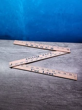Kroger Wooden Tri-Folding Ruler Hinged 36" Vintage Advertising
