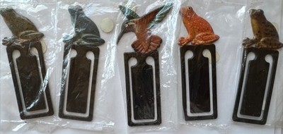 Ganz Lot Of 5 Green Speckled Frog Toad And Hummingbird 3D Clip Bookmark 4 
