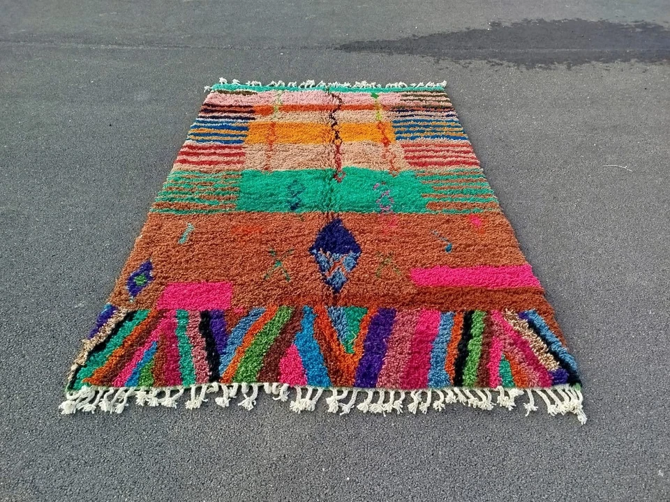 Alfombra marroquí Boujaad hecha a mano bereber 9,68 x 6,60 pies alfombra de lana colorida surtida Foto 4 de 4