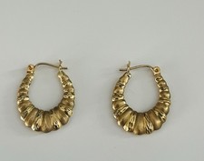14k Gold Hollow Shrimp Hoop Earrings for Women