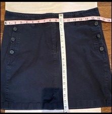 Vineyard Vines Twill Navy Blue Cotton Blend Skirt A-Line Button Mid Rise SZ 8