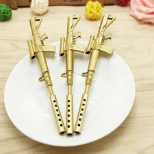 Creative Rifle Shape Black Ink Ballpoint Pen Stationery Office Ball Point Gold