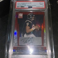 PSA 9 MINT 2002 Donruss Elite Passing the Torch Auto Drew Brees 27/100