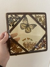 Resin Butterfly & Botanical Square Coaster/ Pot Pad/ Decor/ Suncatch Art