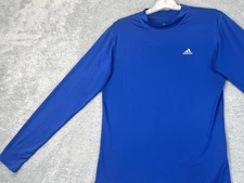 Adidas Shirt Mens Large Blue Long Sleeve Climalite Compression Base Layer Top
