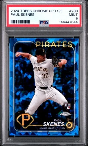 144447644 Paul Skenes 2024 Topps Chrome Update Sapphire #USCS288 Rookie RC PSA 9