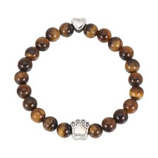 Stone Paw Bracelet,Heart Paw Print Dog Mom Memorial Bracelet,Brown