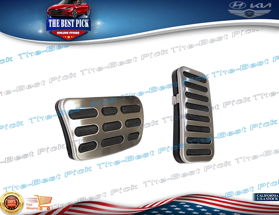 ⭐GENUINO⭐ Cubierta de aluminio acelerador y pedal de freno (juego) para varios Hyundai Kia Foto 2 de 4