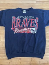 Vintage 1991 Tultex Atlanta Braves MLB Sweatshirt Baseball Navy Size XL