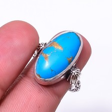 Copper Blue Turquoise 925 Sterling Silver Ring S.8 R36330950, Christmas Gift
