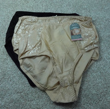 Bali Underwear Womens 10 3XL Briefs Black Beige Double Support 3 Pairs