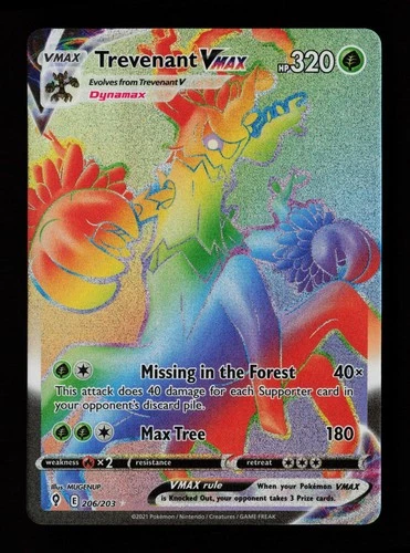 Trevenant VMAX 206/203 Rainbow Rare Evolving Skies Pokemon Cards