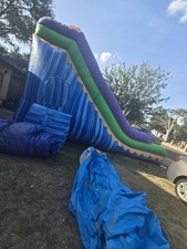 Large Inflatable Water Slide with Climbing Ladder Blue Green Purple