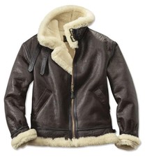 Giacca bomber da volo B3 aviatore vera pelle di pecora marrone shearling