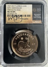 1967-2017 South Africa 1 oz Gold 50th Anniversary Krugerrand NGC MS70 DPL Signed