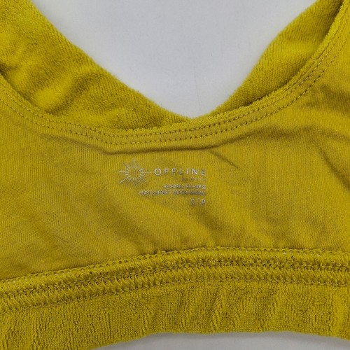 OFFLINE by Aerie Sports Bra Womens Small Summer Lights Terry Plunge Green Rush S - Picture 7 of 9
