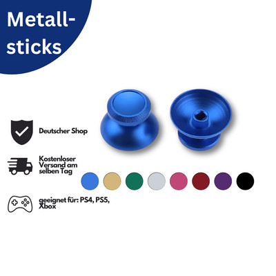 2x Metall Thumbsticks geeignet für PS4 PS5 Xbox Controller Joystick Gamepad Cap