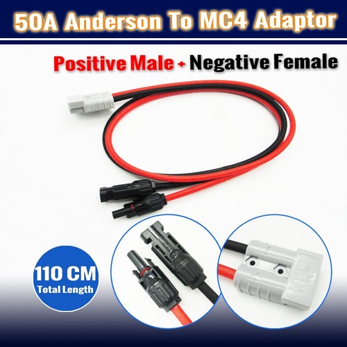110CM MC-4 CONNECTOR TO 50AMP ANDERSON PLUG SOLAR 6MM² CABLE ADAPTOR WIRING LEAD - Picture 6 of 24