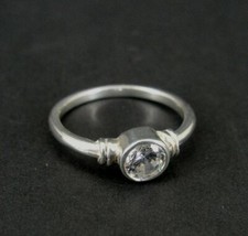Ring Silver Cubic Zirconia Stone surrounded Single Sterling 925 Band Size 6.75