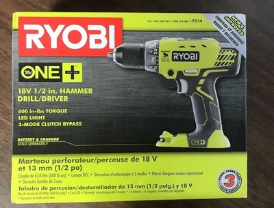 Ryobi P214 ONE+ 18-Volt 1/2 in. Cordless Hammer Drill - (Tool Only)