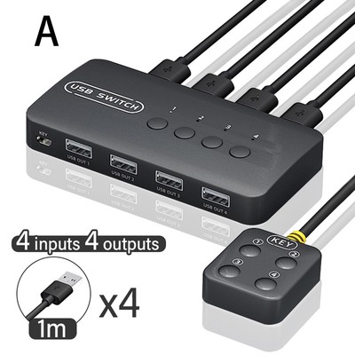 USB 2.0 Switch Selector KVM Switcher Hub Adapter for 2 PC Sharing 4 USB Devices