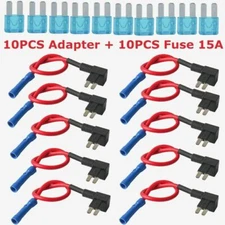 10 Pack Micro 2 Add-A-Circuit Fuse Tap Holder Blade Style ATR APT M2 Fuses 15A