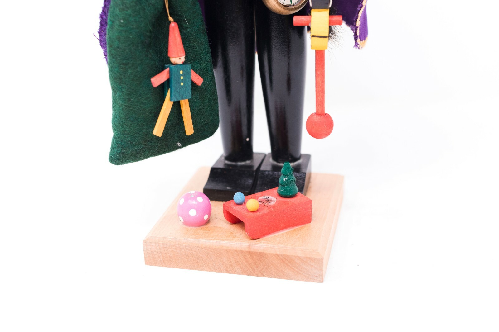 Zuber Nutcracker West Germany Christmas Articulate w/ Cape Clock Sack