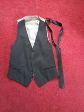 Suit Vest Mens Black Button Front Western and Black Tie