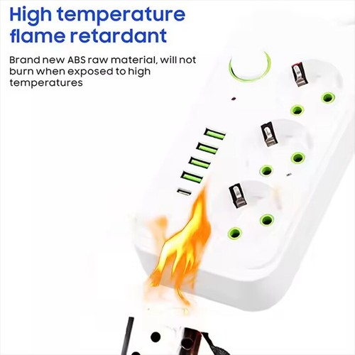 Steckdosenleiste 3-Fach 4 USB Mehrfachsteckdose mit Flachstecker und Schalter - Bild 15 von 15