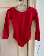 Red Body Wrappers Long Sleeve Dance Leotard BWC126 Child Small 4-6