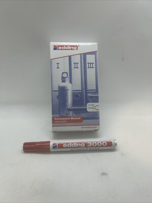 edding 3000 Permanent Markers- Red - Box of 10 - Round Tip 1.5-3 mm
