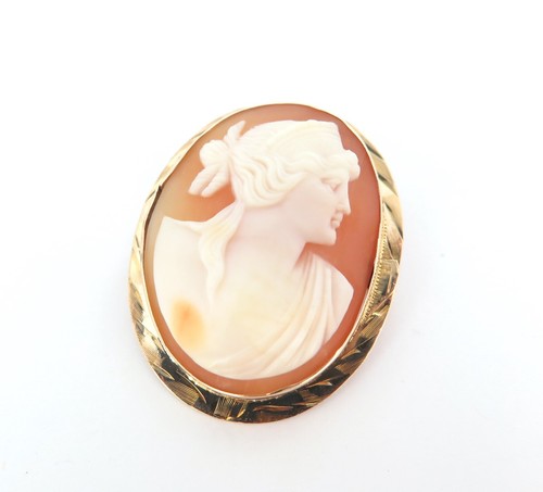 Beautiful Vintage 10ct Yellow Gold Agate Cameo Portrait Brooch 5.91g - Picture 10 of 11
