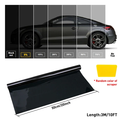 Tönungsfolie Scheibenfolie Sonnenschutzfolie Ultra Schwarz 5%VLT 50x300cm - Bild 4 von 10