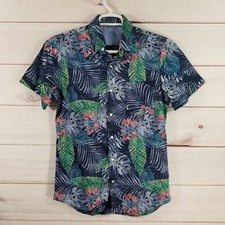 Izod Saltwater Hawaiian Shirt Button-Up Tropical Mens Size S Multicolor