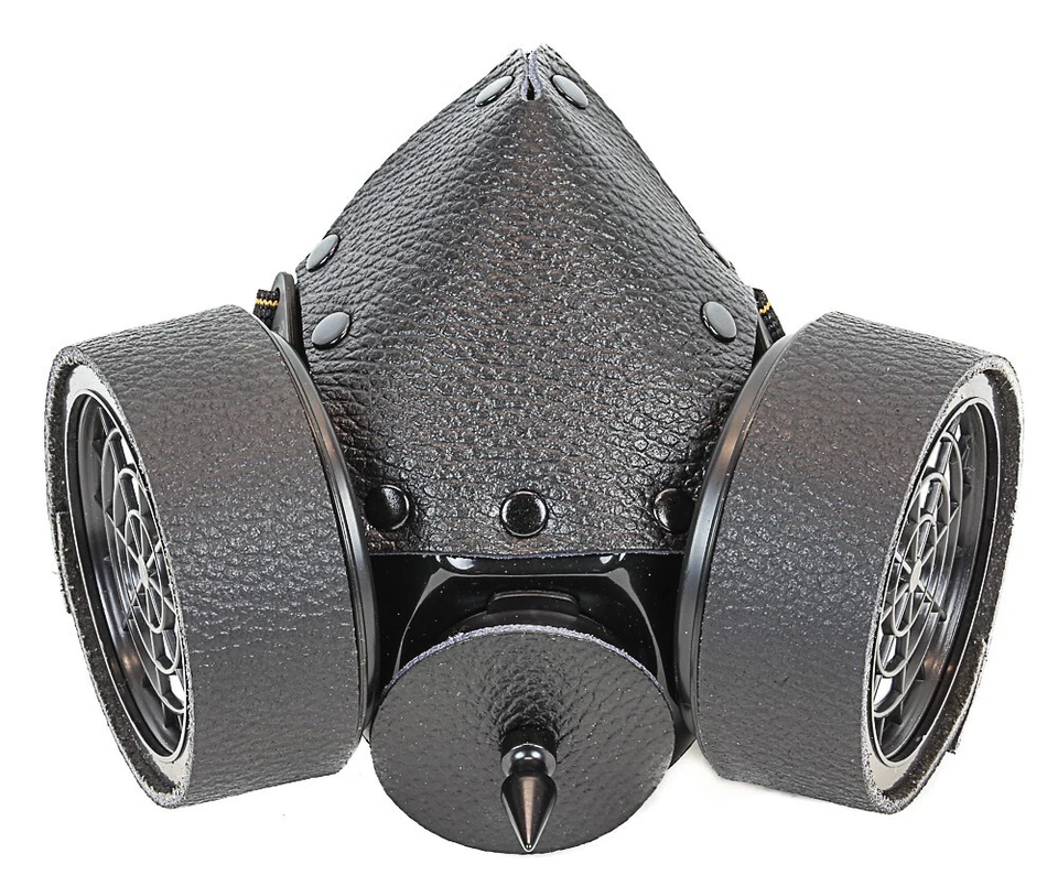 Leather Wrap Steampunk Gas Mask Cosplay Spikes Respirator Costume Party Goth - Image 2 of 4
