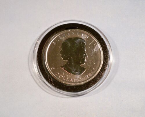 2011 CANADA $5 SILVER MAPLE LEAF 1 OZ COIN IN CAPSULE LIGHT WHITE SPOTS - Picture 1 of 3