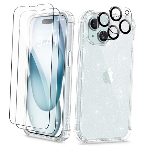 for iPhone 15 Case, [5 in 1] with 2X for iPhone 15 (6.1 inch) Twinkle Clear-image