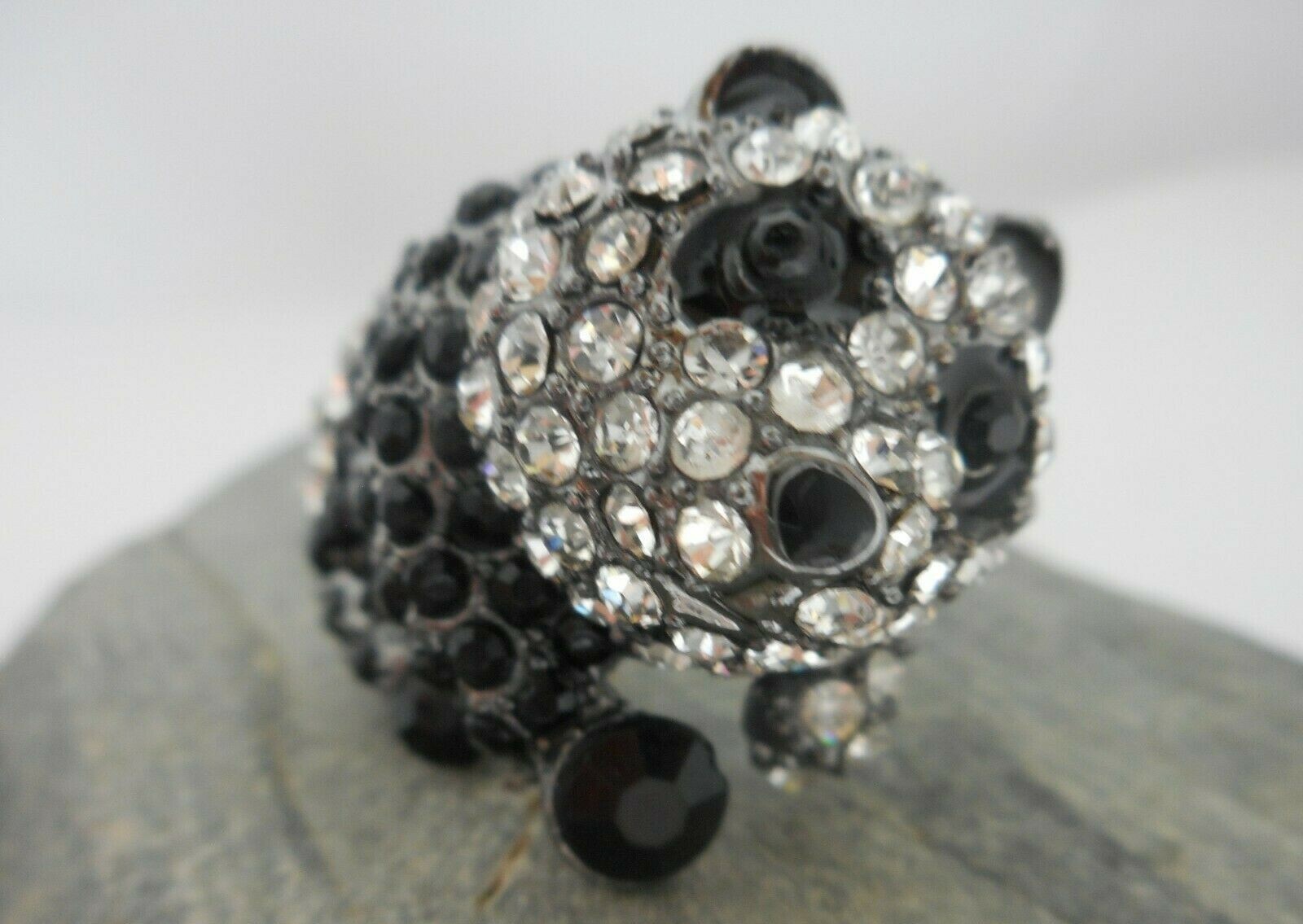 Panda Black/White Rhinestone Statement Ring Size … - image 1