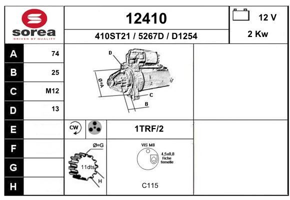 Démarreur Toyota RAV 4 IV 2.0 D à couple renforcé pour moteur d4d