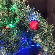 PreLit Christmas Garland with 100 Colorful Lights 9ft Apples Pine Cones BerriesV