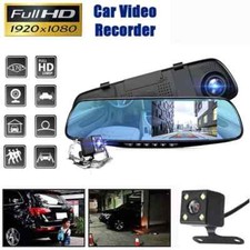 1080P HD Rearview Mirror Car DVR Dual Dash Cam Camera Front Rear Video Recorder