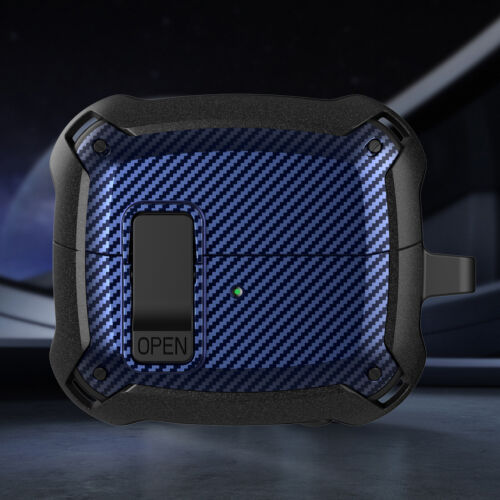 For Samsung Galaxy Buds 3/3 Pro Carbon Fiber Rugged Secure Lock Case+Keychain - Picture 16 of 19