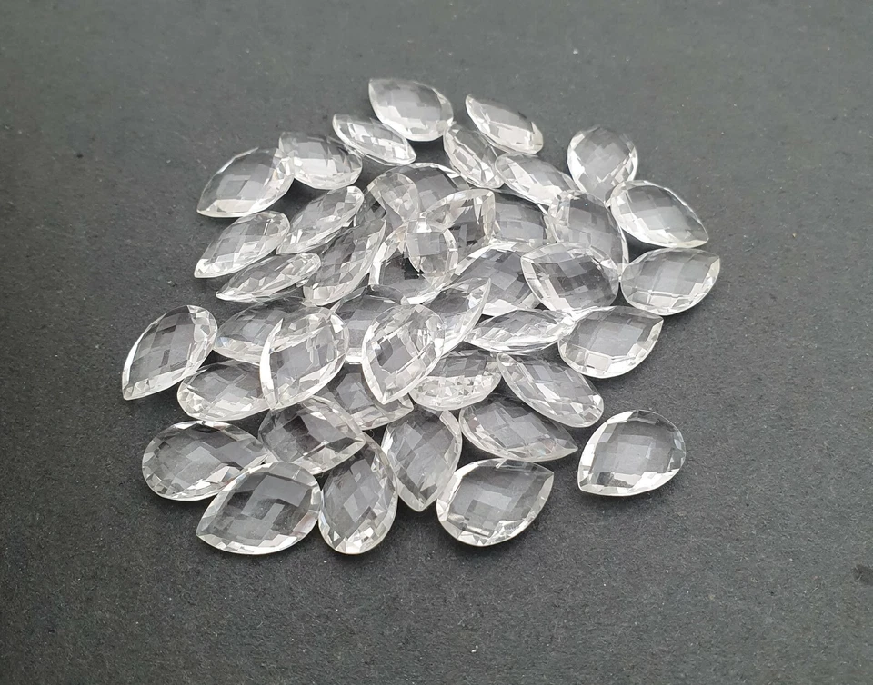 Lote de 24 piezas de piedras preciosas de cuarzo de cristal de roca natural corte pera 10*15 mm 100 CT Foto 3 de 3