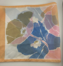 Vintage Retro Mod Peach Floral Print Scarf Made in Italy 51 x 11