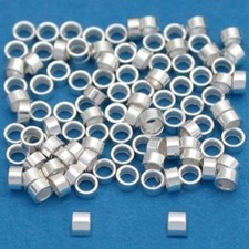100pcs, 2x1mm Sterling Silver Crimp Beads - 925 Sterling Silver Crimps Tube USA