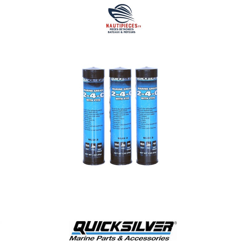 Quicksilver 802861Q1 graisse marine 2-4-C PTFE au lithium en lot de 3 cartouches de 85g