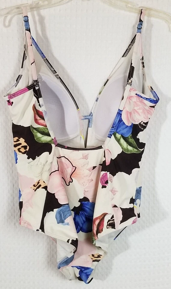 Traje de baño Sunseeker para mujer floral multicolor profundo cuello en V de una pieza talla 10 Foto 2 de 4